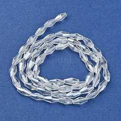 電気メッキガラスビーズセット  ABカラーメッキ  多面カット  双円錐形  クリアAB  8x4x4mm  穴：1mm  約67~68個/連  21.85インチ&nbsp;X-EGLA-R020-8x4mm-13