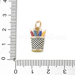 スプレープリント真鍮製ペンダント  ペンホルダーチャーム  ゴールドカラー  カラフル  16.5x10x4mm  穴：3.8mm&nbsp;KK-CBAEB58-07C
