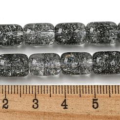 透明クラックルガラスビーズ連売り  コラム  ブラック  11x8mm  穴：1.2mm  約36個/連  15.35''（39センチメートル）&nbsp;GLAA-NH0001-04D
