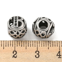 304ステンレススチールビーズラインストーンセッティング  大穴ビーズ  ラウンド  文字B  9.5x8.5x9.5mm  穴：4mm  0.8mmラインストーンのために合う。&nbsp;STAS-O002-01B-AS