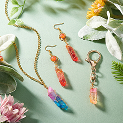30Pcs 10 Colors Copper Wire Wrapped Dyed Natural Quartz Pendants&nbsp;PALLOY-AB00250