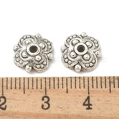 チベット風合金ビーズ  カドミウムフリー＆鉛フリー  花  アンティークシルバー  10x3mm  穴：1.5mm&nbsp;TIBE-P003-60AS