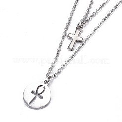 Non-Tarnish 304 Stainless Steel Tiered Necklaces&nbsp;NJEW-JN02350-02