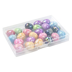 24 個 3 スタイル UV メッキ不透明アクリルビーズ  虹色の  卵  ミックスカラー  20.5x16.5mm  穴：3mm  8個/スタイル&nbsp;OACR-FS0002-63