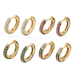 Brass Micro Pave Cubic Zirconia Hoop Earrings&nbsp;KK-CBA8324-24G