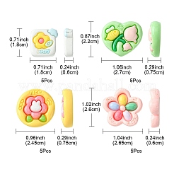 20Pcs 4 Styles Opaque Flower Resin Cabochons&nbsp;RESI-FS0001-55