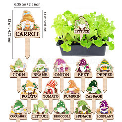 15 個 15 スタイルの木の植物ラベル  シードポッティング用  ハーブ  花  野菜  gnome  120x63.5x3mm  1個/スタイル&nbsp;WOOD-WH0133-033