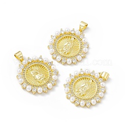 Rack Plating Eco-friendly Brass Micro Pave Clear Cubic Zirconia Pendants&nbsp;KK-B065-14G
