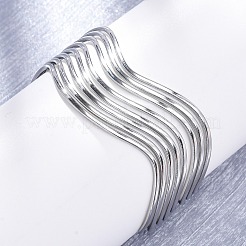 女性用304ステンレススチールカフバングル  ステンレス鋼色  1-1/8インチ（2.8cm）  内径：2インチ（5.1cm）&nbsp;BJEW-D306-05P