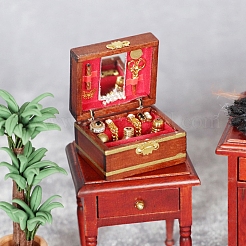木製ジュエリーボックスミニチュア装飾品  マイクロランドスケープホームドールハウスアクセサリー  小道具の装飾のふりをする  チョコレート  33x28x21mm&nbsp;PW-WG326D2-01