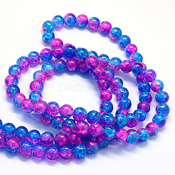 Baking Paint Transparent Crackle Glass Round Bead Strands&nbsp;DGLA-Q018-8mm-49
