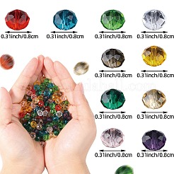 10色ガラスビーズ  多面カット  ロンデル  ミックスカラー  8x6mm  穴：1mm  20個/カラー&nbsp;EGLA-SZ0001-41