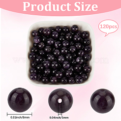 天然アメジストラウンドビーズ120個  グレードB  8mm  穴：1mm&nbsp;G-PA0001-16B