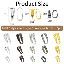 15 種類の真鍮と鉄のスナップオンベイル  ミックスカラー  7~11x3~5x2~4mm  穴：2.5~6x2~7.5mm  10個/スタイル&nbsp;FIND-YW0005-22