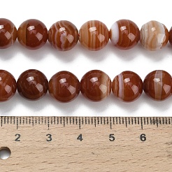 天然バンデットアゲートビーズ連売り  ラウンド  染め＆加熱  ラウンド  10mm  穴：1.2mm  約39個/連  15.51インチ（39.4cm）&nbsp;G-L642-B04-10mm