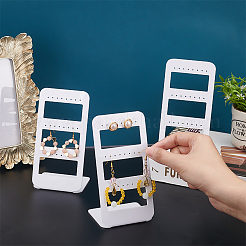 6層3穴アクリルイヤリングディスプレイスタンド24個  長方形  ホワイト  7.5x6.2x14.5cm  穴：1.5mm&nbsp;ODIS-PH0001-52
