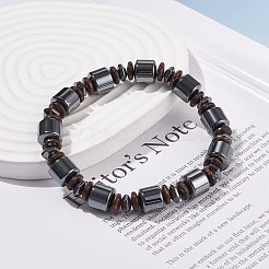 合成ヘマタイトとココナッツのストレッチ ブレスレット  女性のためのアクセサリー用原石のアクセサリー  内径：2-1/4インチ（5.7cm）&nbsp;BJEW-JB08265