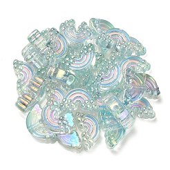 UVメッキレインボー虹色アクリルエナメルビーズ  レインボー  ライトブルー  17x29x11mm  穴：3.5mm&nbsp;OACR-G012-08A