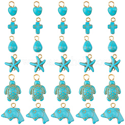 60Pcs 6 Styles Dyed Synthetic Turquoise Pendants&nbsp;FIND-BM0001-52