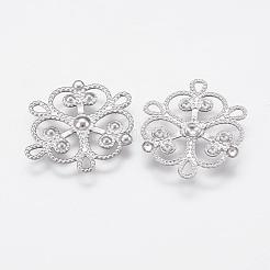 変色しにくい304ステンレススチール製フィリグリージョイナー  ステンレス鋼色  19x16x1mm  穴：1x2mm&nbsp;STAS-P168-09P