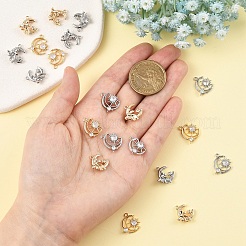 2Pcs 2 Colors Brass Pendants with Clear Glass&nbsp;KK-YW0004-02