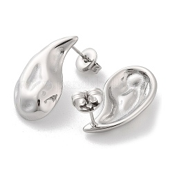 変色しない304ステンレススチールスタッドピアス  ティアドロップ  ステンレス鋼色  21.5x13mm&nbsp;EJEW-H115-17P