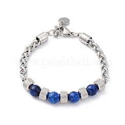 Natural & Synthetic Mixed Gemstone & Glass Beaded Link Bracelet&nbsp;BJEW-M295-01P
