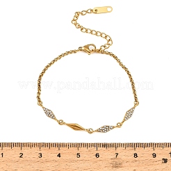 304ステンレススチール製パヴェクリアキュービックジルコニアリンクチェーンブレスレット（女性用）  18KGP本金メッキ  菱形  6.54インチ（16.6cm）&nbsp;SA-CBAABBA-07B-G