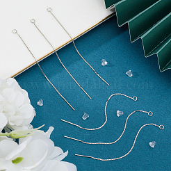 Anti-Tarnish 3 Pairs Rhodium Plated 925 Sterling Silver Stud Earring Findings&nbsp;STER-BBC0006-73B