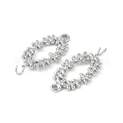変色しない304ステンレススチールコネクタチャーム  楕円形の花輪のリンク  ステンレス鋼色  25.5x12x1.5mm  穴：1.4x2.5mm&nbsp;STAS-L269-035P