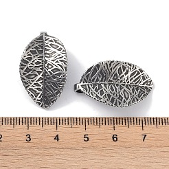 316サージカルステンレスペンダント  リーフチャーム  アンティークシルバー  42x25x1.5mm  穴：2mm&nbsp;STAS-P362-13AS