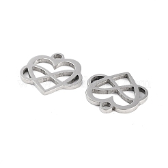 変色しない316ステンレススチールチャーム  ハートチャーム  レーザー切断  ステンレス鋼色  12.5x13x1mm  穴：1.5mm&nbsp;STAS-C096-12A-P