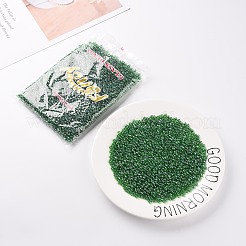 （詰め替えサービスあり）ガラスシードビーズ  トランス。光沢の色  ラウンド  ダークゴリーン  6/0  4mm  穴：1.5mm  約12 G /袋&nbsp;SEED-C015-4mm-107B