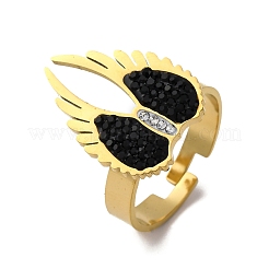 304 Stainless Steel with Rhinestone Finger Rings&nbsp;RJEW-Q020-17G