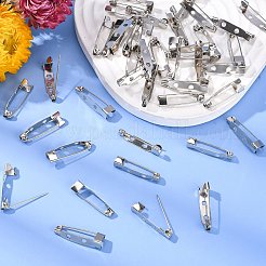 アイアン製ウラピンブローチピン  2穴付き  プラチナ  25x4x5mm  穴：2mm&nbsp;IFIN-E722-25mm-P