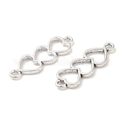 チベットスタイルの合金コネクタチャーム  トリプルハートリンク  アンティークシルバー  24x8x1.5mm  穴：1.6mm  約153個/86g&nbsp;LS-PALLOY-R143-14AS