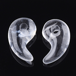 白いウォーターメロンストーンガラスチャーム  勾玉  30x18x8~11mm  穴：3~4mm&nbsp;G-S294-07L