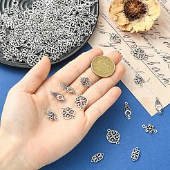 120Pcs 4 Styles Tibetan Style Alloy Links/Connectors&nbsp;TIBE-YW0002-09