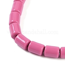 不透明樹脂ビーズ連売り  コラム  ショッキングピンク  7x5mm  穴：1mm  約59個/連  16.14インチ（41cm）&nbsp;RESI-C052-01C