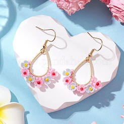 2Pairs Resin & Glass Seed Beads Teardrop Dangle Earrings&nbsp;EJEW-MZ00401