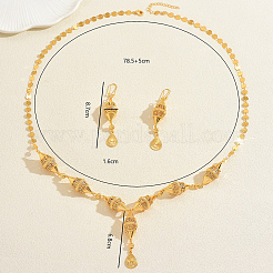 Vintage Brass Lantern Pendant Y-shaped Necklace & Earrings Set for Women&nbsp;DR3230