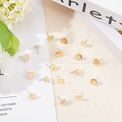 304ステンレススチールスタッドピアス金具  平板付  フラットラウンド  ゴールドカラー  10x0.8mm  穴：1.5mm  ピン：0.8mm  24個/箱&nbsp;STAS-UN0016-76G