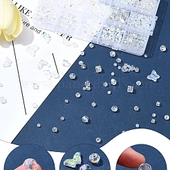 電気メッキガラスビーズセット  ABカラーメッキ  多面カット  混合図形  クリアAB  4~12.5x3~15.5mm  穴：0.4~1mm&nbsp;EGLA-FS0001-41