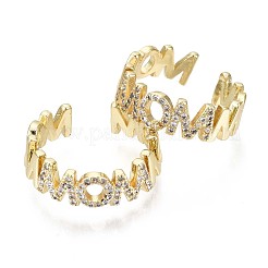 Brass Micro Pave Clear Cubic Zirconia Cuff Rings&nbsp;RJEW-S044-109-NF