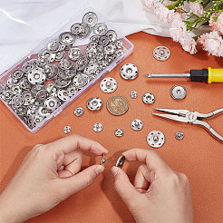 75 Sets 5 Style 202 Stainless Steel Snap Buttons&nbsp;BUTT-UN0001-20