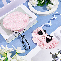 ポリエステル製の蝶結びペット用首輪と帽子のセット  ペットの服  ピンク  660mm&nbsp;AJEW-WH20019-84B