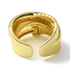 Brass Micro Pave Cubic Zirconia Open Cuff Rings&nbsp;RJEW-K256-41G