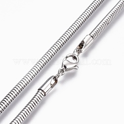 変色しない304ステンレススチールのスネークチェーンネックレス  304ステンレススチール留め具付き  ステンレス鋼色  20.3インチ（51.5cm）  2.5mm&nbsp;X-NJEW-F248-01C-P