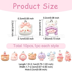 10Pcs 10 Styles Opaque Resin Pendants&nbsp;CRES-YW0002-27