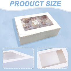 ケーキの紙箱  クッキー用厚紙ギフト包装箱  小さなケーキ  長方形  ホワイト  24x16x7.5cm&nbsp;CON-WH0098-15C-02